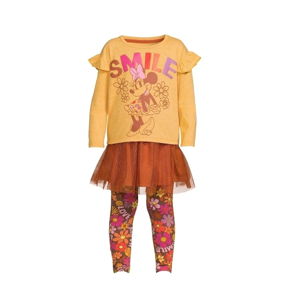 NWT Disney 4 Pc  Minnie Mouse Mustard and Wheat Tutu Set ~sz 12 M